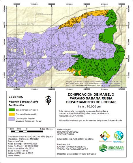 Figura 9.
            Zonificación de las Medidas de Manejo del Páramo Sabana
            Rubia