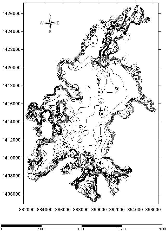 Figura 2. Mapa
            batimétrico ciénaga de Ayapel.